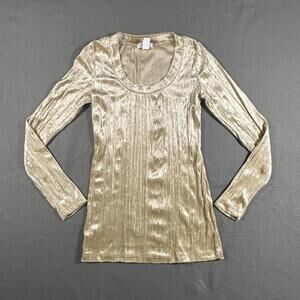 Women’s Long Sleeve Top Velvet Champagne Ivory Vintage
